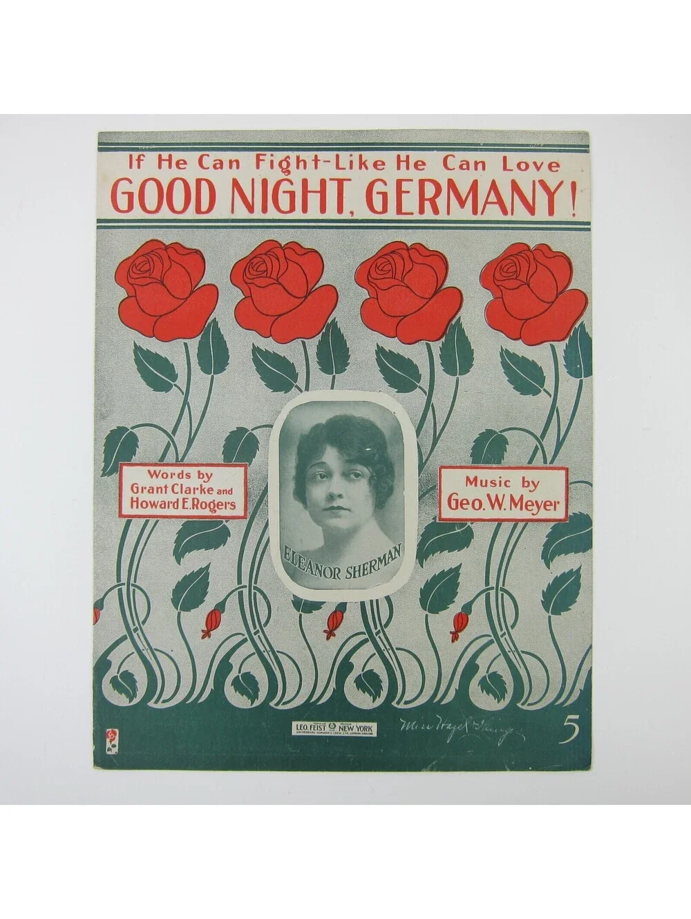 Sheet Music If He Can Fight Like He Can Love Good Night Germany WWI Antique 1918